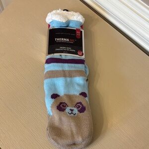 Blue and Tan Panda Thermax Socks